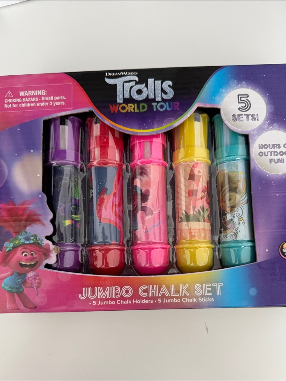 DreamWorks Trolls World Tour Jumbo Chalk Set - Purple, Red, Pink, Yellow, Teal